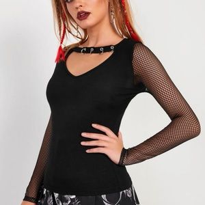 fishnet sleeve top